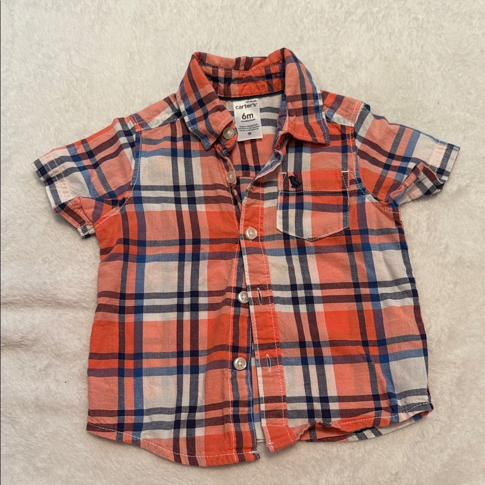 Carter's Kids Plaid Button-Down Shirt - Red and Blue